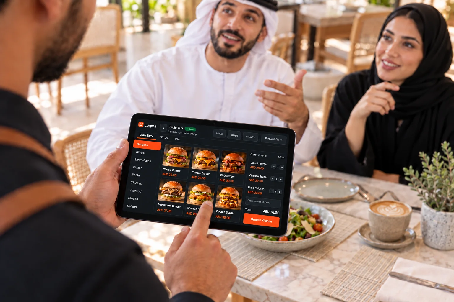 Luqma Waiter Ordering tablet screen